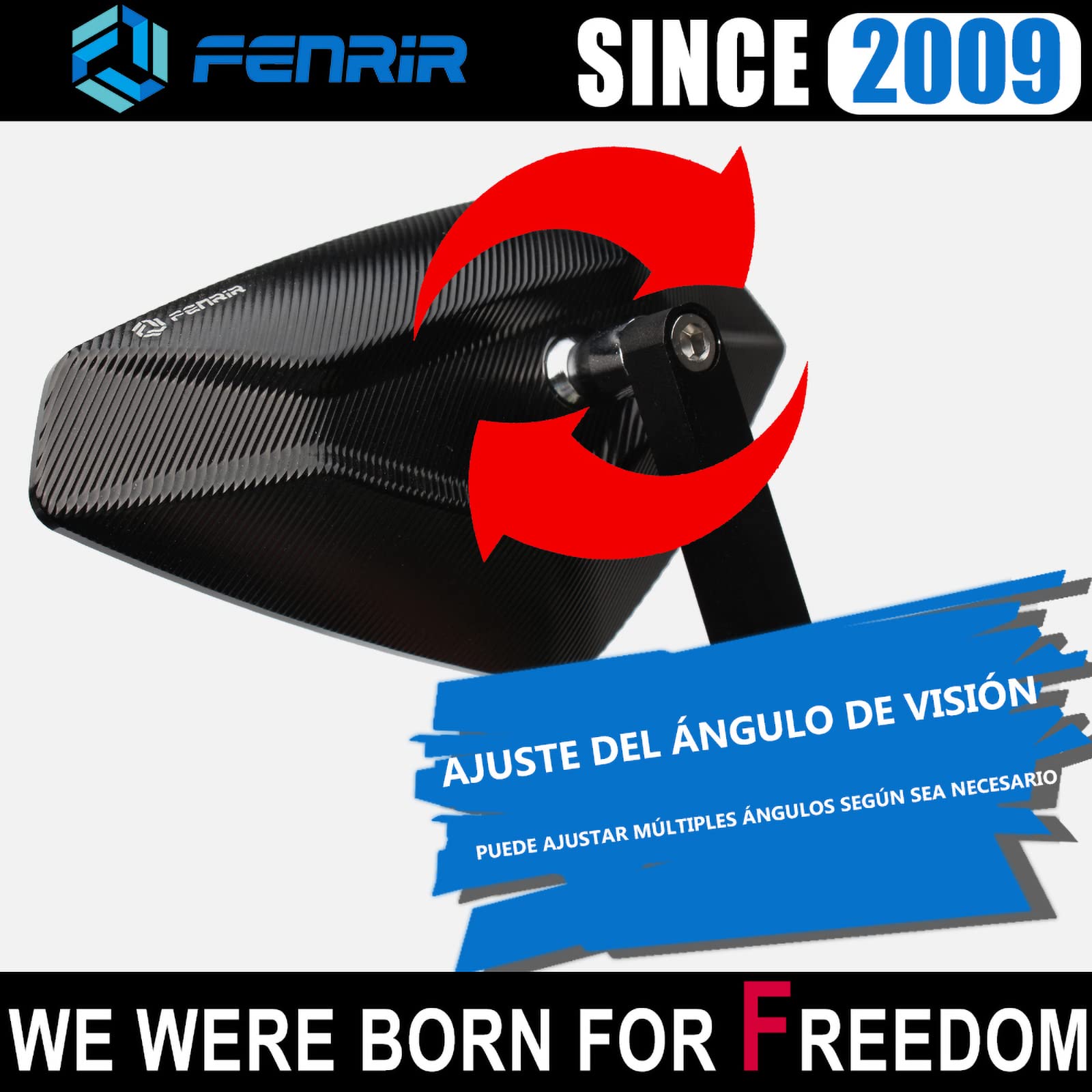 FENRIR Espejos Retrovisores Moto Manillar Retrovisor Homologados Negro CNC Aleación de aluminio Anti reflejante para Cafe Racer Naked Bike Sport Retro Scrambler Scooters deportivas Motocicletas