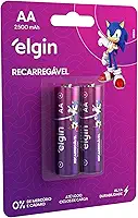 Pilha recarregável AA 2500mAh Elgin com 2 unidades Comum