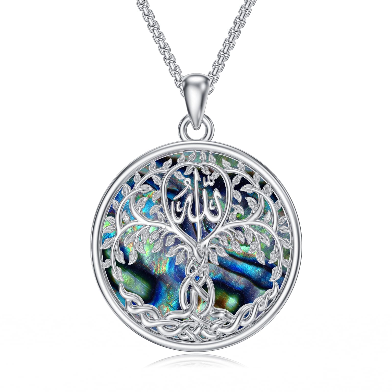 Allah Collana Donna In Argento 925: Gioiello Islamico Con Ciondolo Calligrafia, 45+5 Cm
