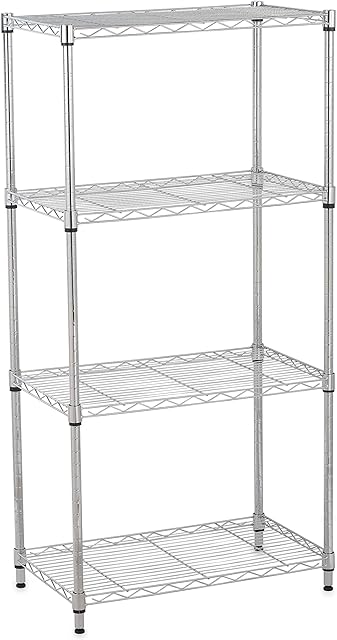 Shelving Kitchen shelves Bathroom free standing shelves, Standing Shelf Units Storage shelves Free Standing Adjustable Rack shelving unit, Wire heavy duty garage shelving Units (4 Tier), Silver
