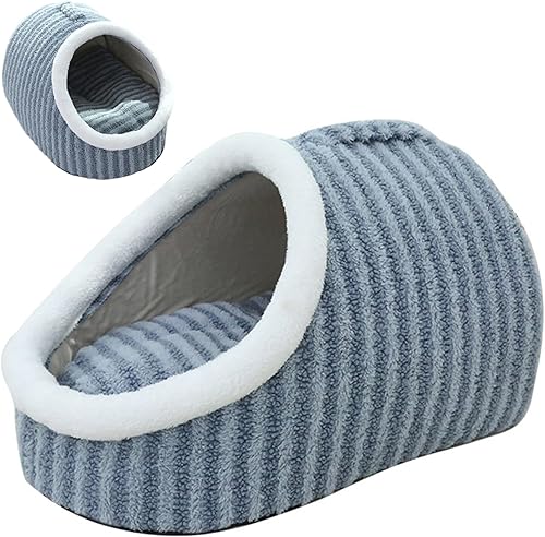 Miniatura 6 de Covered Cat Bed Warm Plush Covered Dog Bed with Removable Mat & Handle Washable Soft for Puppy Kitten Small Pet, 18x12x10 Inch, Pet