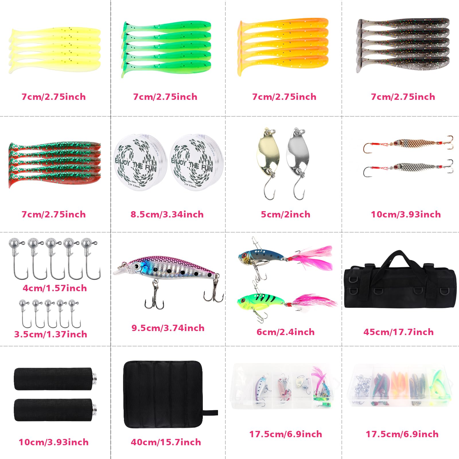 Teleskop-Angelruten und Rollen, Kombi-Set, 2,1 m, tragbare Angelrute, Spinnrolle, Köder, Zubehör mit Aufbewahrungstasche, Salzwasser, Süßwasser, Angelrute, Kombi, Angler-Geschenk, 2 Stück