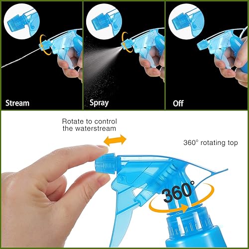 Miniatura 4 de Botellas de spray de plástico vacías de 8 oz con boquilla ajustable - Rociador de gatillo duradero con modos de niebla y chorro - Rociador