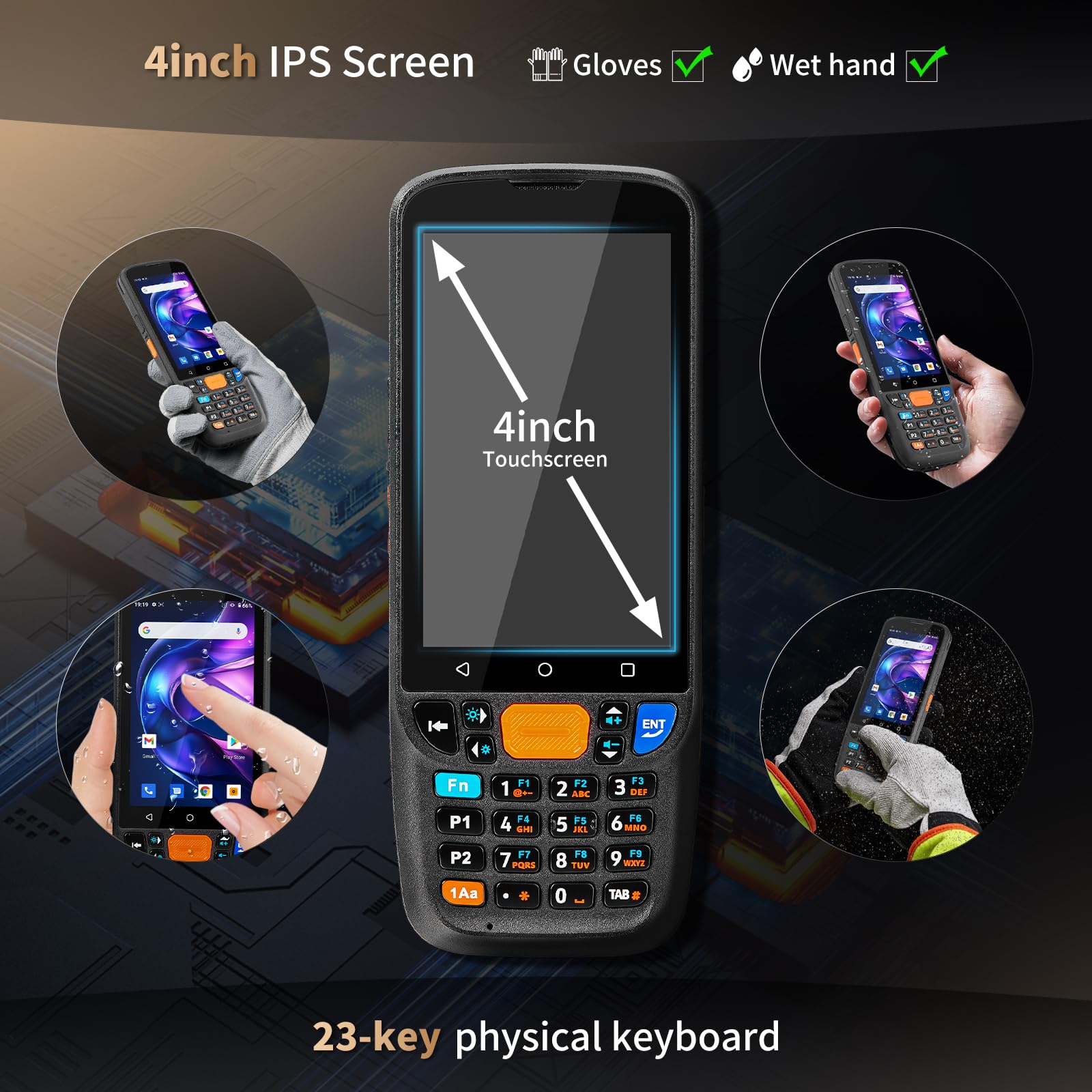NETUM Android 11 Przenośny Skaner Kodów Q500 4+64GB Komputer Mobilny, Silnik Honeywell HS7 1D 2D, 4" Ekran Dotykowy z 23 Klawiszami, IP67 Wi-Fi 4G BT NFC PDA do Inwentaryzacji, Magazynu, Handlu