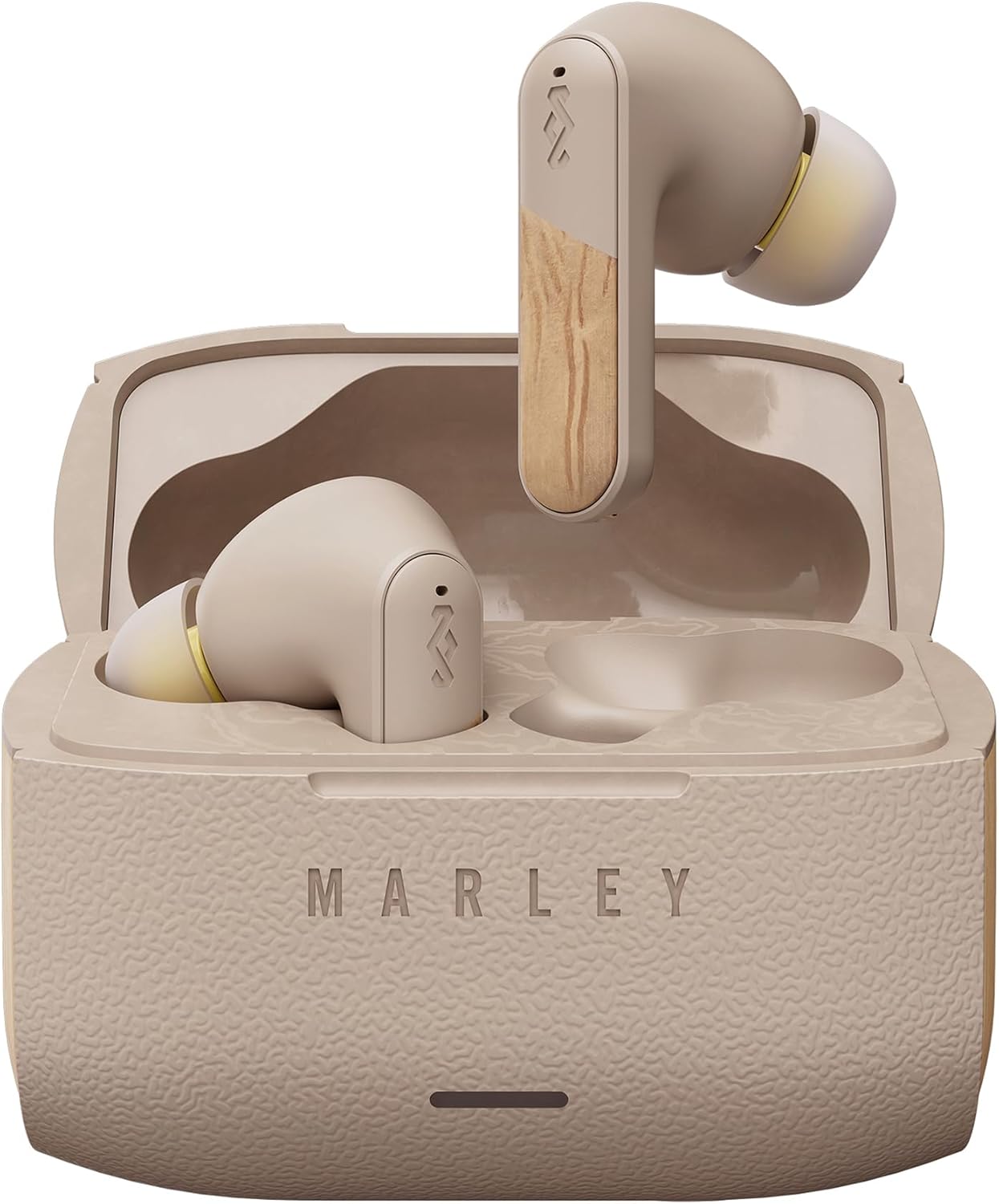 House of Marley Trenchtown ANC Wireless Earbuds, Bluetooth Headphones Adaptive Noise Cancelling, 24H Playtime, Quick Charge, Bamboo & Recycled Plastics, Touch Controls, IPX5 Water Resistant (Cream)