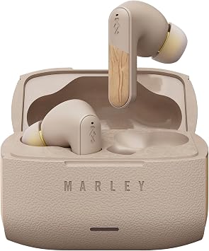 House of Marley Trenchtown ANC Wireless Earbuds, Bluetooth Headphones Adaptive Noise Cancelling, 24H Playtime, Quick Charge, Bamboo & Recycled Plastics, Touch Controls, IPX5 Water Resistant Cream
