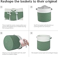 Vista 6 de Paquete de 3 cestas de almacenamiento para organizar, canasta pequeña redonda tejida de cuerda para estantes, contenedores decorativos de Navidad