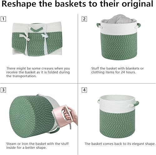 Miniatura 6 de Paquete de 3 cestas de almacenamiento para organizar, canasta pequeña redonda tejida de cuerda para estantes, contenedores decorativos de Navidad