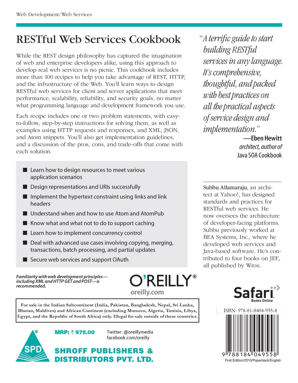 RESTful Web Services Cookbook: Solutions for Improving Scalability and Simplicity (Greyscale Indian Edition) 1
