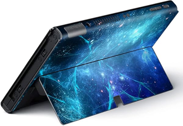 PlayVital Pegatina Protectora Completa para Nintendo Switch OLED - Calcomanías Decorativas para Joy-con y Consola, Skin Stickers Adhesivos (Azul Nebula) - 5