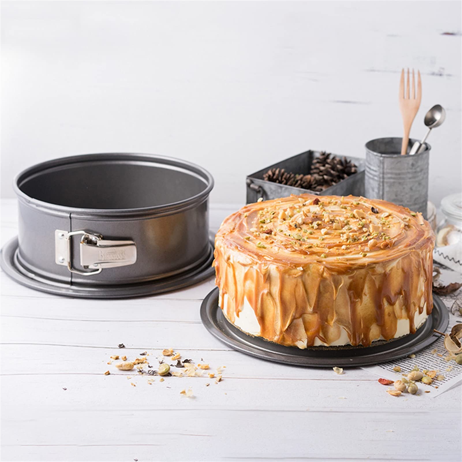 Sartén Antiadherente de Acero al Carbono, Molde para Calabaza, Molde Redondo para Pastel, Juego de moldes para Hornear Pasteles y Bandeja para Hornear，12 Inch