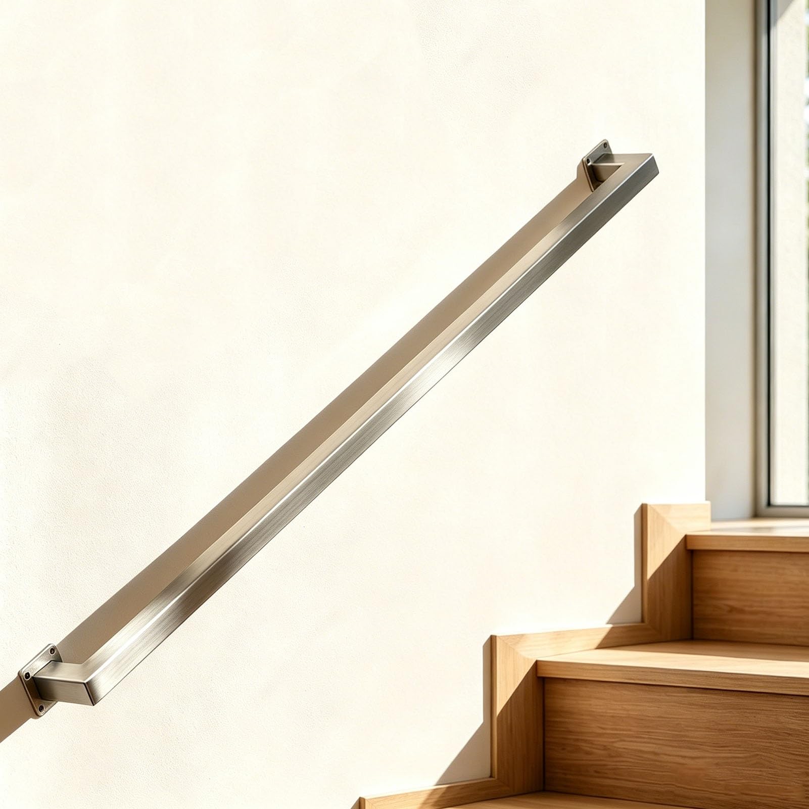 Junvstor Stainless Steel Handrail for Stairs – Anti-Slip Wall Mounted Safety Stair Railing With Brackets, Indoor/Outdoor Banister Rail For Elderly & Children 100 200 300 400 500 600cm(16ft/480cm)