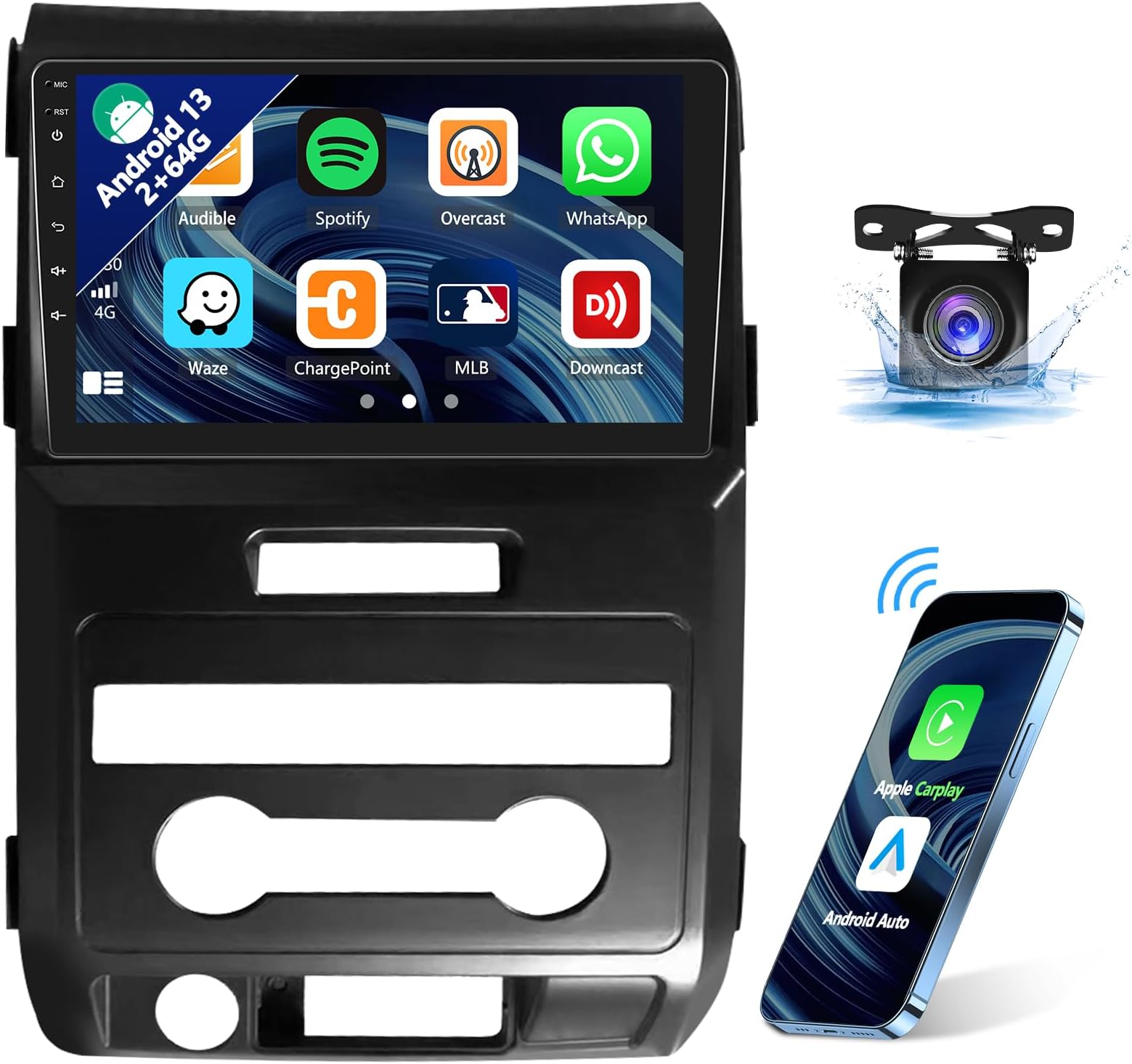 1 Din Auto Stereo 9 Inch Draadloze Carplay Android Auto - Afneembaar Touchscreen Autoradio Met Achteruitrijcamera
