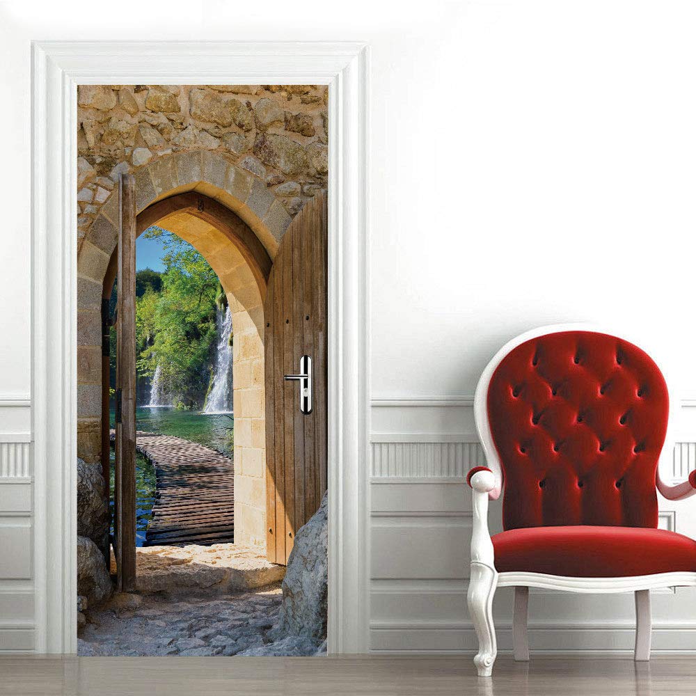 Papier Peint Porte Trompe l'Oeil Marocain 83x204 cm en PVC