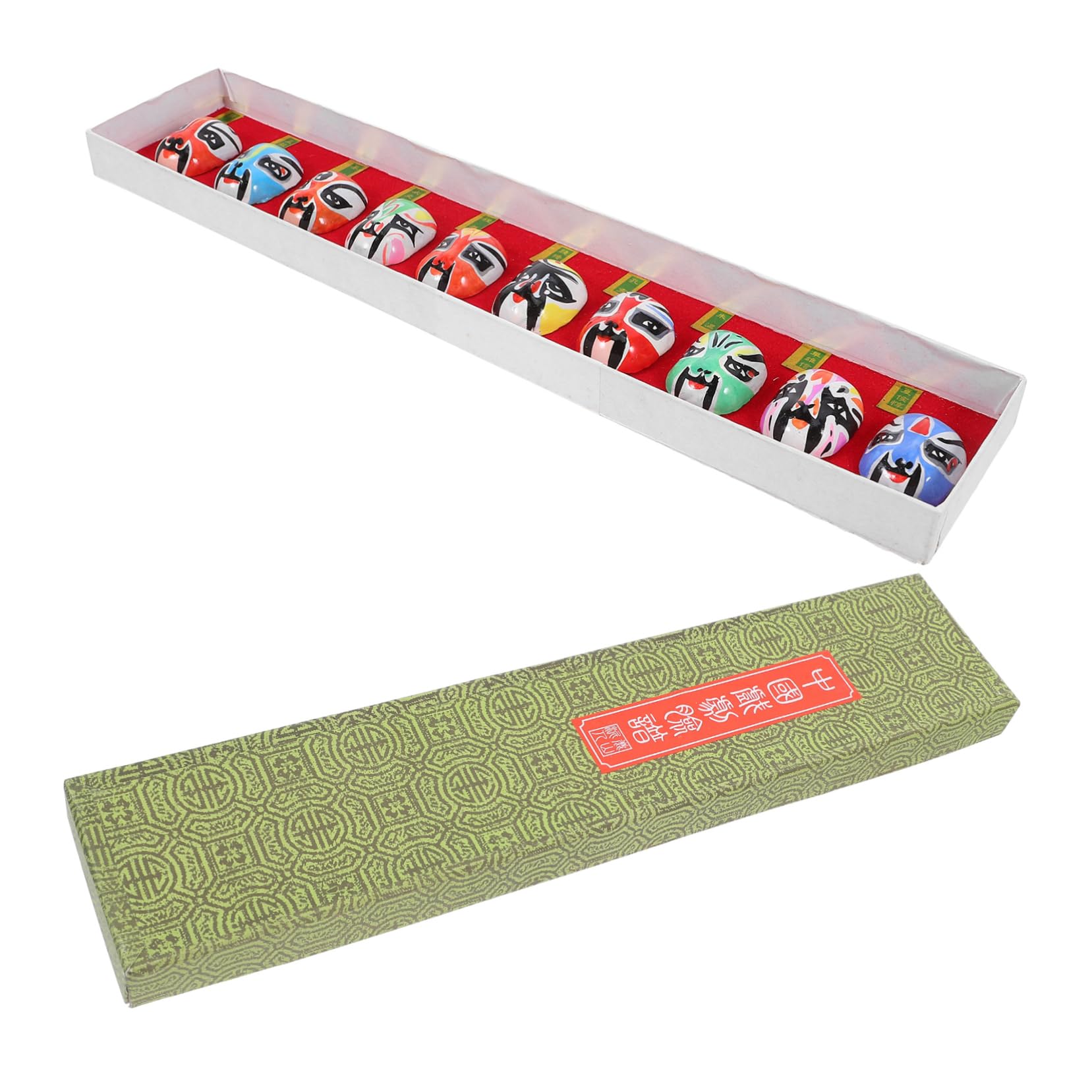 RORPOIR Miniature Peking Opera Masks Ornaments 10pcs Clay Craft Masks Traditional Decor for Home