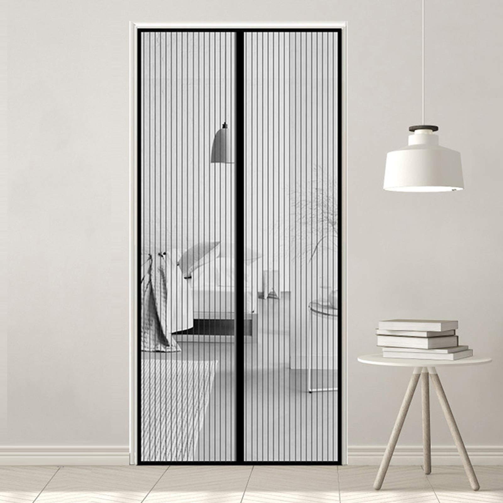 Zanzariera Magnetica Per Porte 110x230cm - Rete Fibra Vetro, Chiusura Automatica, Nero - Foto 9