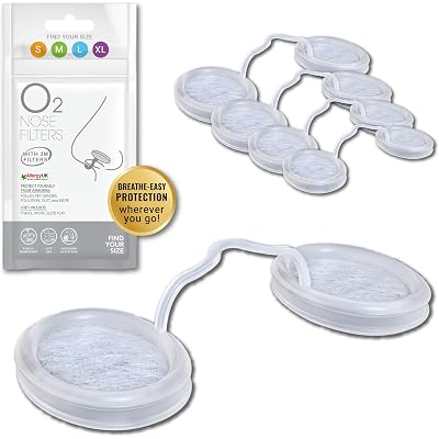O2 Nose Filters with 3M Filtration - Nasal Screens for Allergies, Dust & Smoke - Drug-Free & Latex-Free Nose Filters - Invisible Allergy Protection (Trial Pack 4 Sizes)