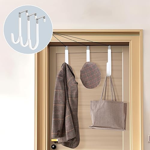 Miniatura 6 de Paquete de 4 ganchos para colgar sobre la puerta, ganchos de 4.96 pulgadas para colgar colgadores de puerta resistentes, ganchos para colgar