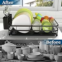 Vista 7 de LKKL Escurridor de platos, compacto para encimera de cocina, escurridor de platos para encimera de cocina, escurridor de platos de acero inoxidable