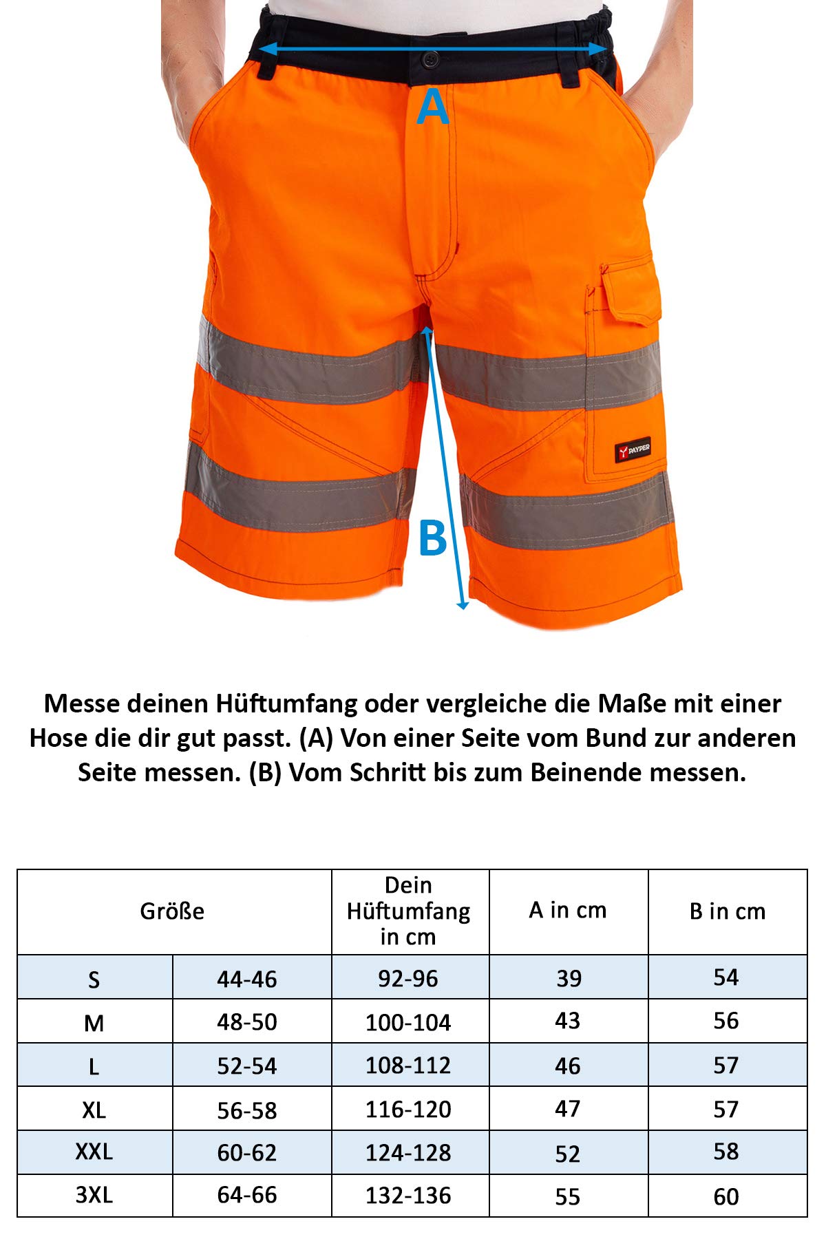 Bermuda de Travail pour Homme, Short à Bandes réfléchissantes dans des Couleurs à Haute visibilité