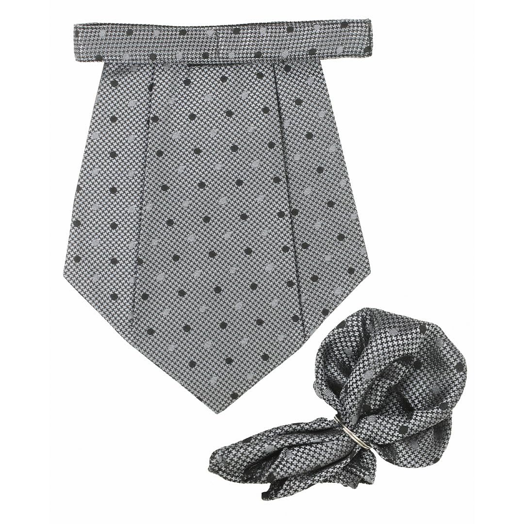 kavove The Sprinkle Polka Dot Grey Cravat & Pocket Square set-picture-33