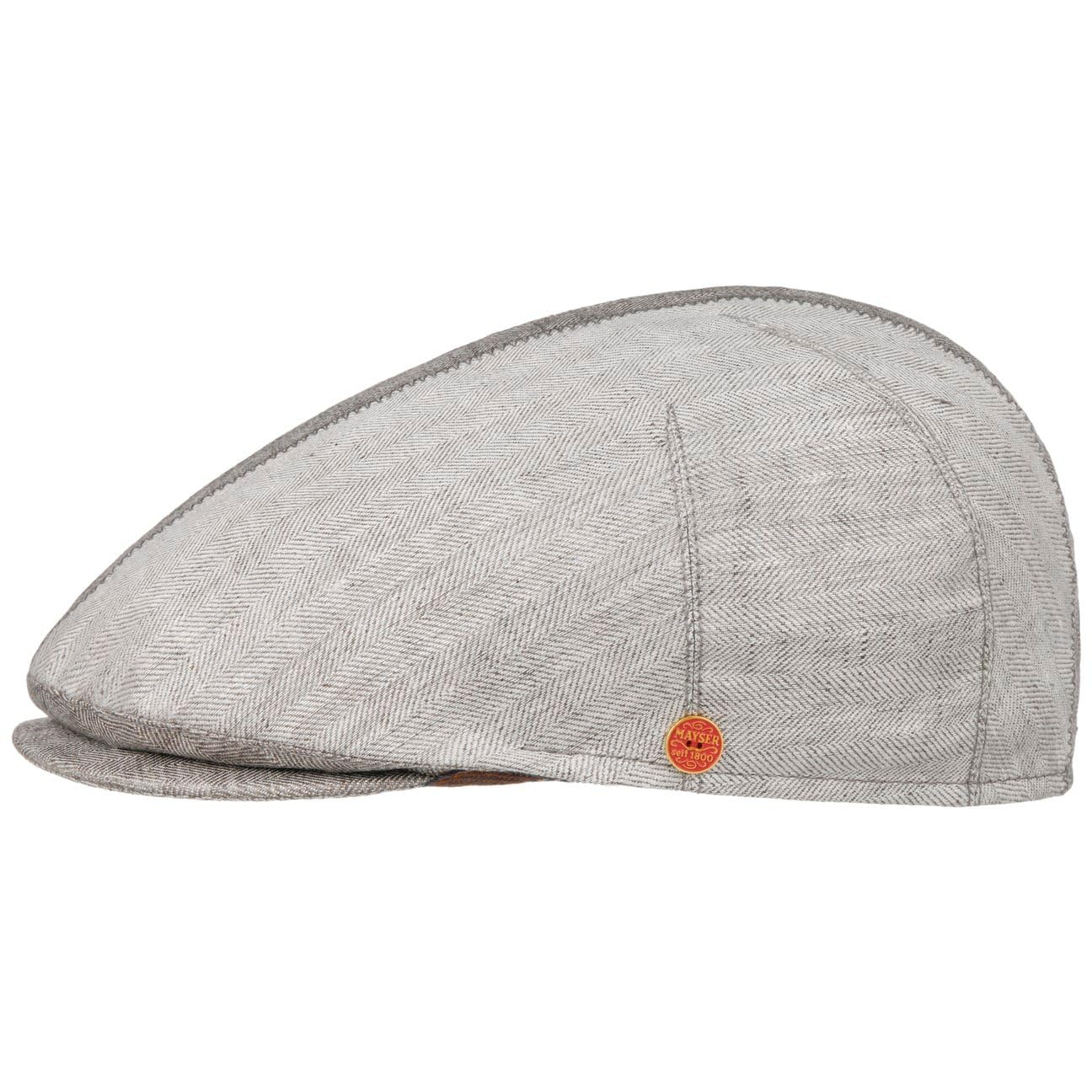 Mayser Jasper Twotone Linen Flat Cap Men Grey 6 7/8
