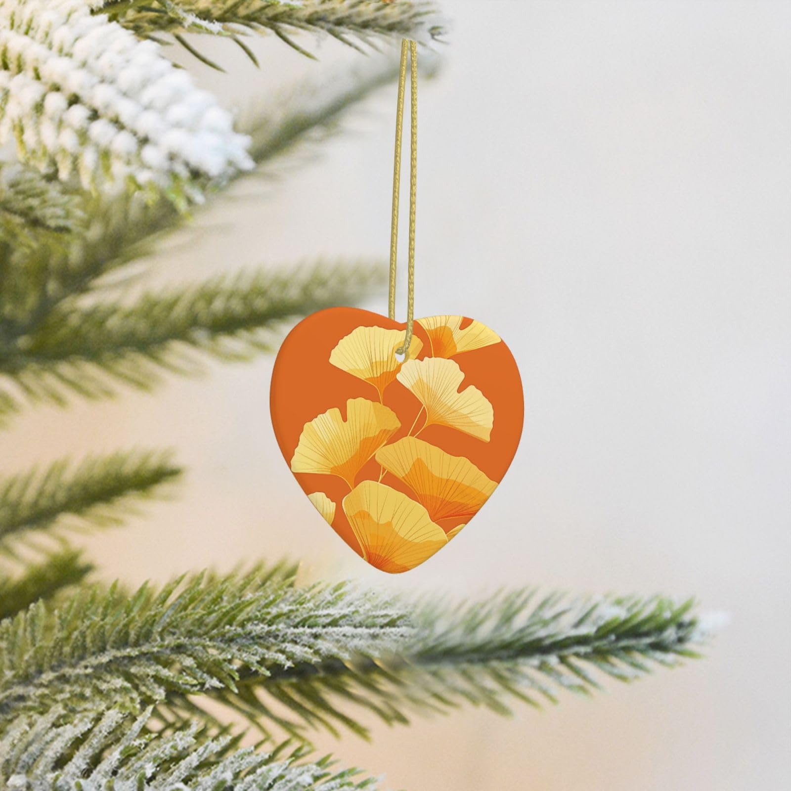 2025 Christmas Tree Decoration Hanging Heart Ornament Ginkgo Leaf Art Ceramic Ornaments Christmas Tree Decorations Round Pendants for Xmas Tree Winter New Year Party Supplies