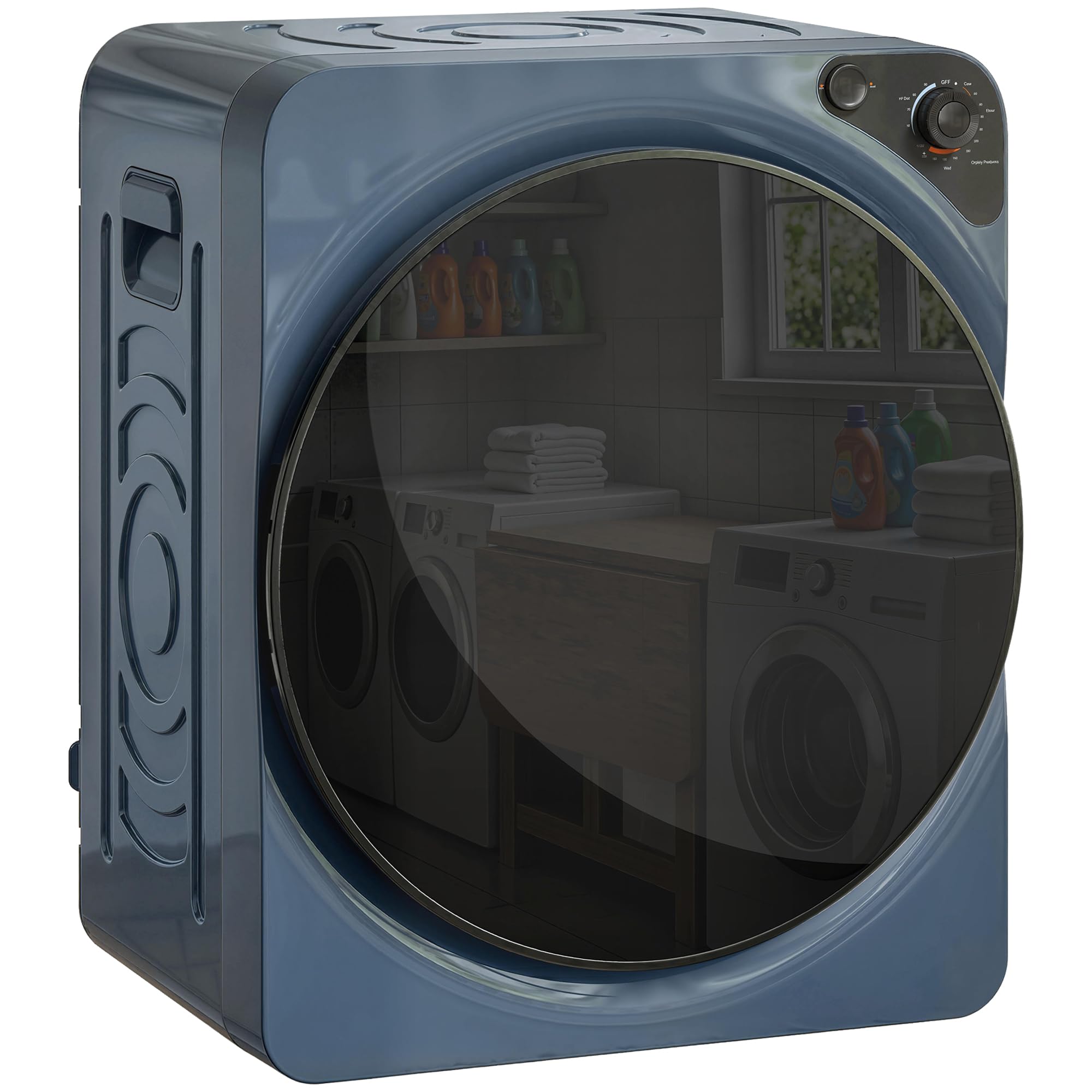 HOMCOM Wäschetrockner, kompakt, 1000 W, 5 kg, 5 Trocknungsmodi, Blau | Elektrischer Wäschetrockner, Behälter aus Edelstahl, Frontlader, freistehend und stapelbar, für Haus und Wohnmobile