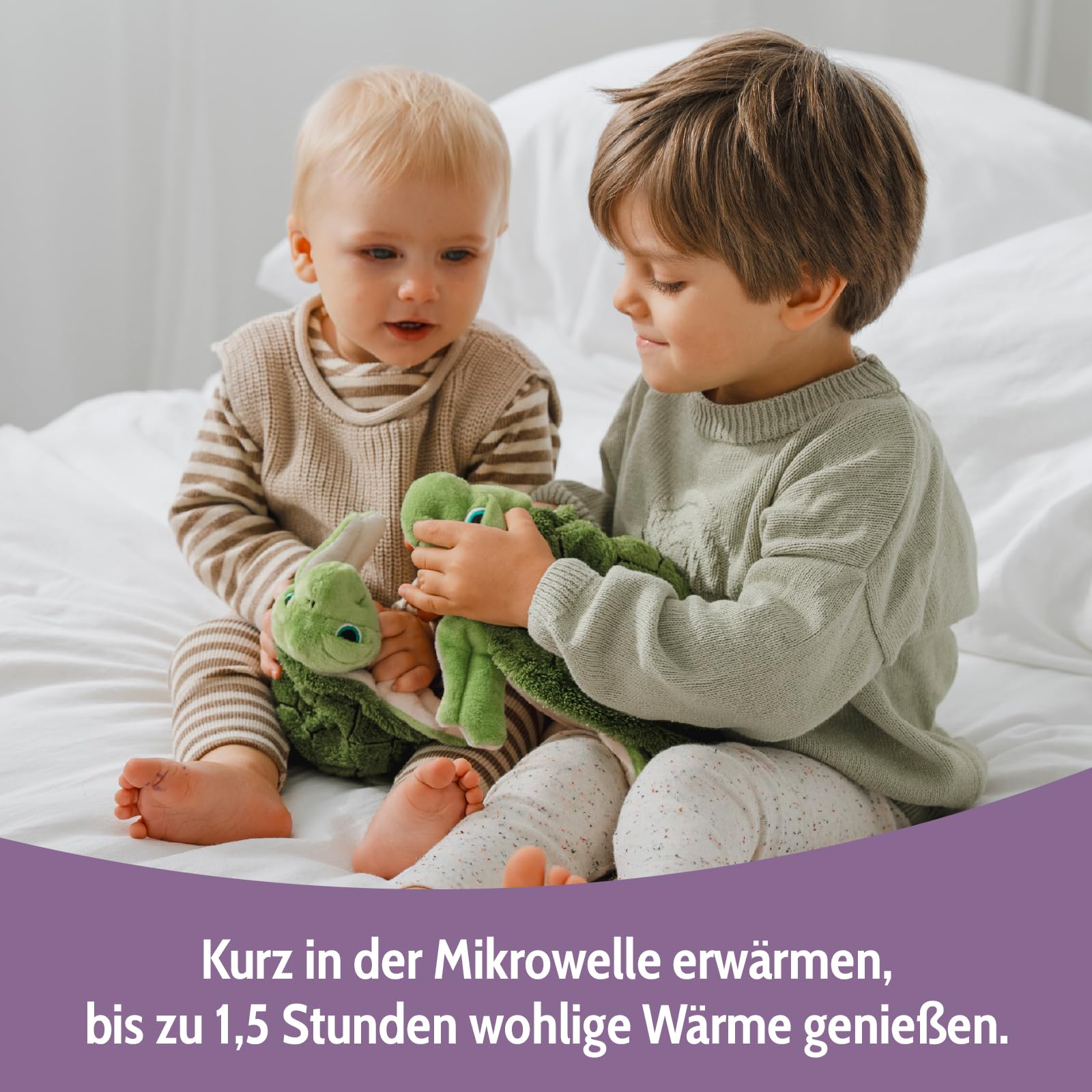 Habibi Premium MIDI Deluxe - Cuscino Termico / Peluche per Neonati e Bambini - Imbottitura di Miglio Rimovibile per Riscaldamento nel Microonde, Adatto Anche per Adulti (Tartaruga)