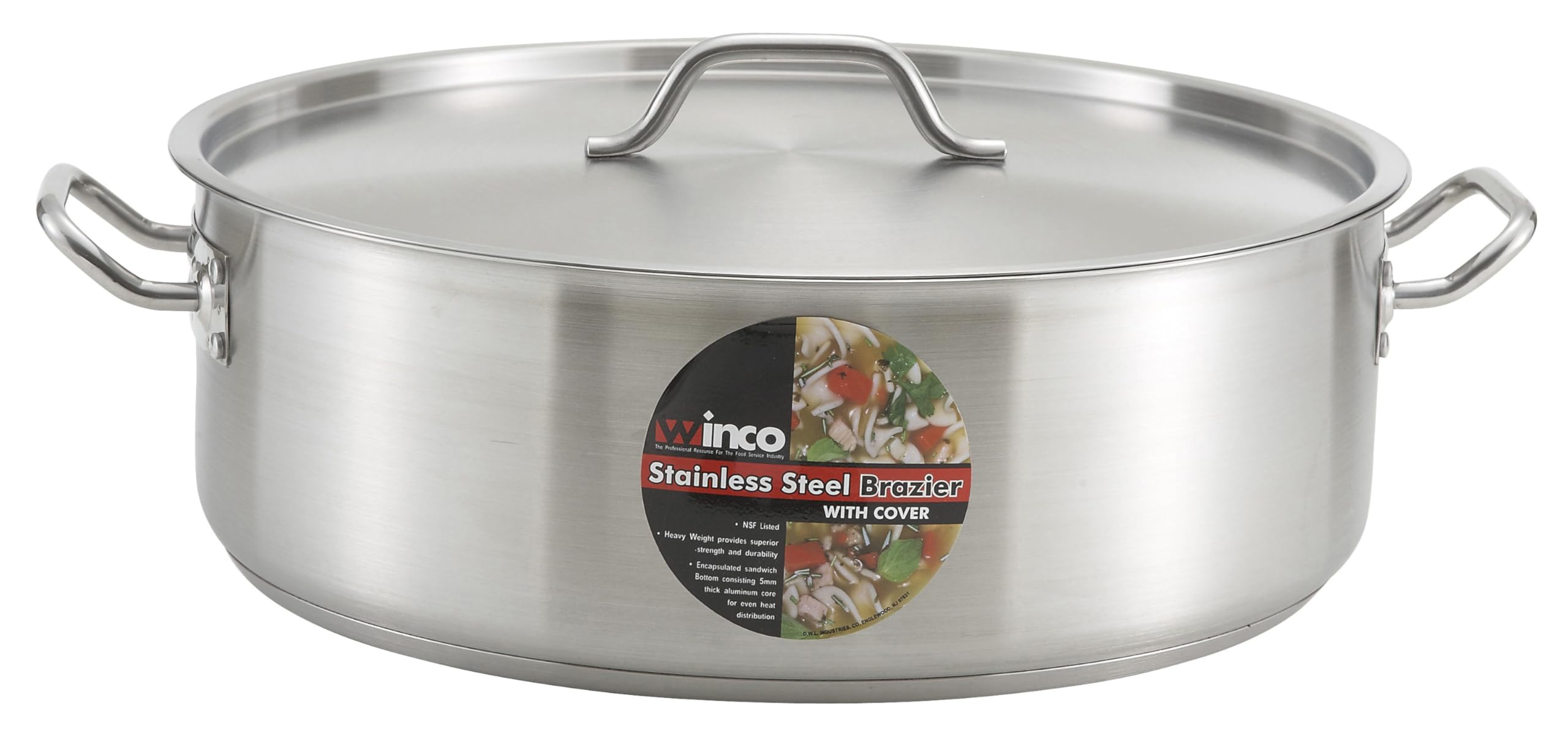 Winco 20qt Stainless Steel Braising Pan -3 Winco 20qt Stainless Steel Braising Pan -3