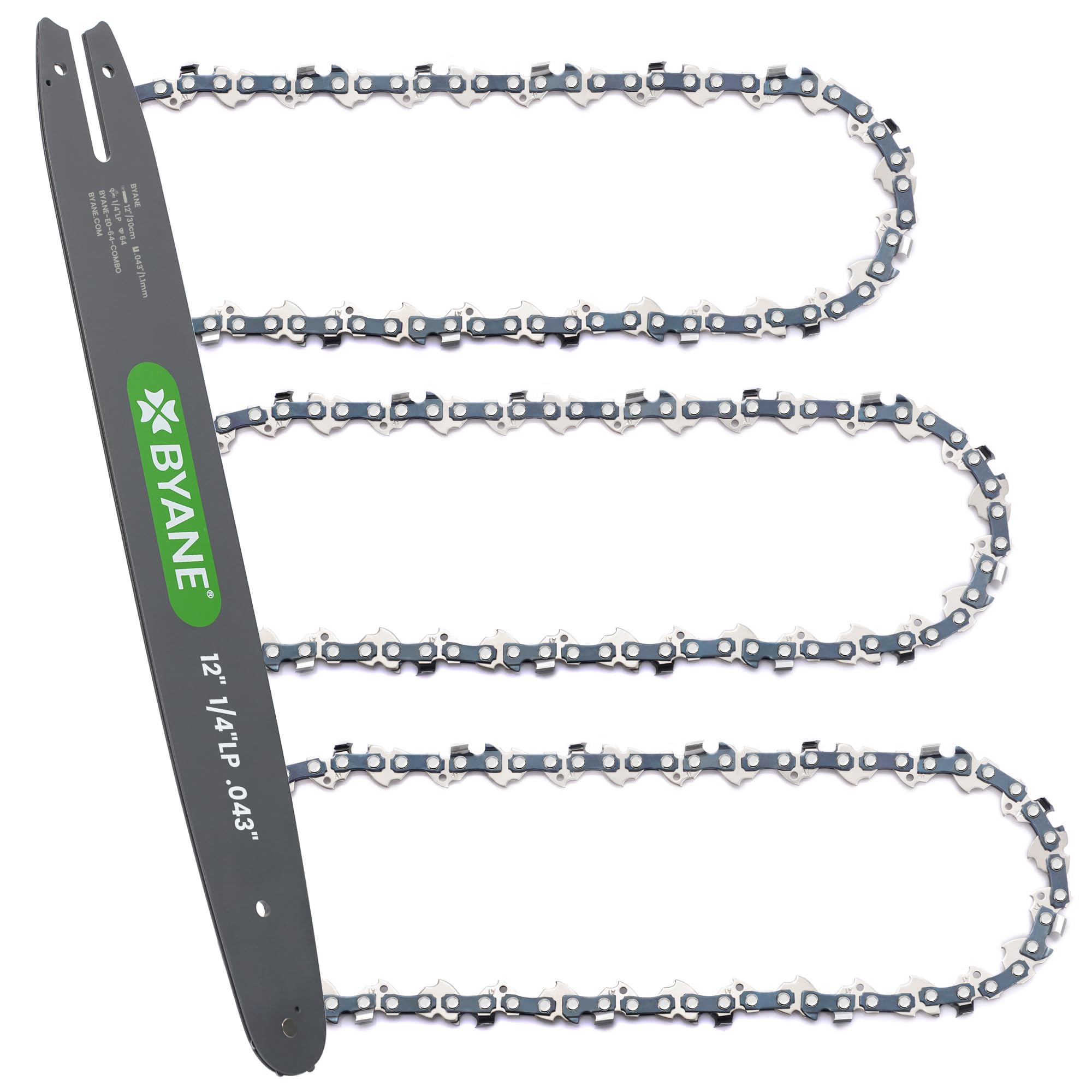 BYANE 3 Sägeketten + 1 Schwert 30cm 1/4" LP 1,1 mm 64 TG | Für Stihl 30050083405, passend für Stihl MSA 120C-B, MSA 140C-B, MSA 160C-B, MSA 200C-B