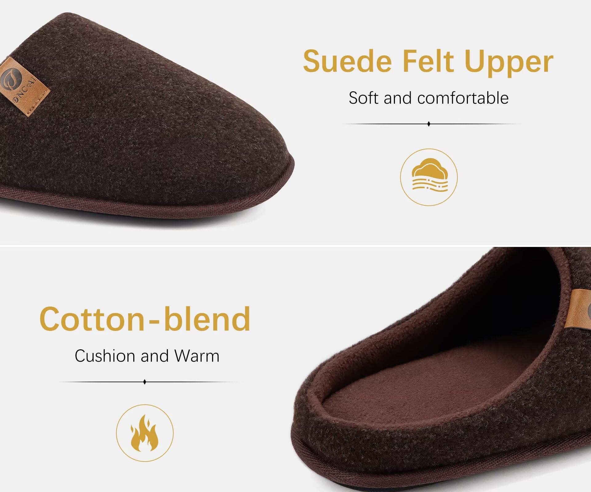 ONCAI Pantofole da Uomo Invernali, Comoda Memory Foam Calde Scarpe da Casa in Lana Con Suola Antiscivolo Taglia 40-49 EU