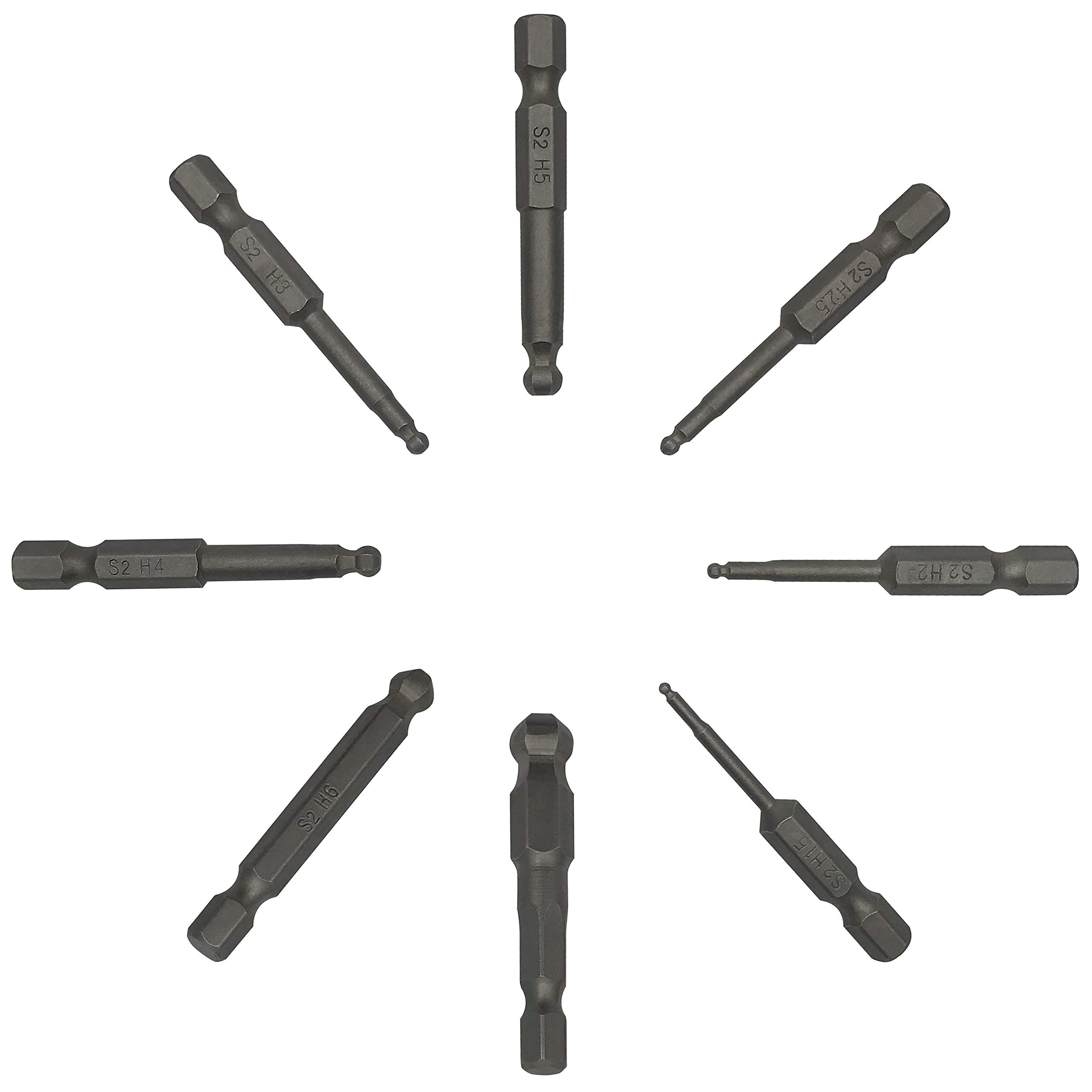 NGe Ball Screwdriver Bits, 8 Pieces Set (H1.5 H2 H2.5 H3 H4