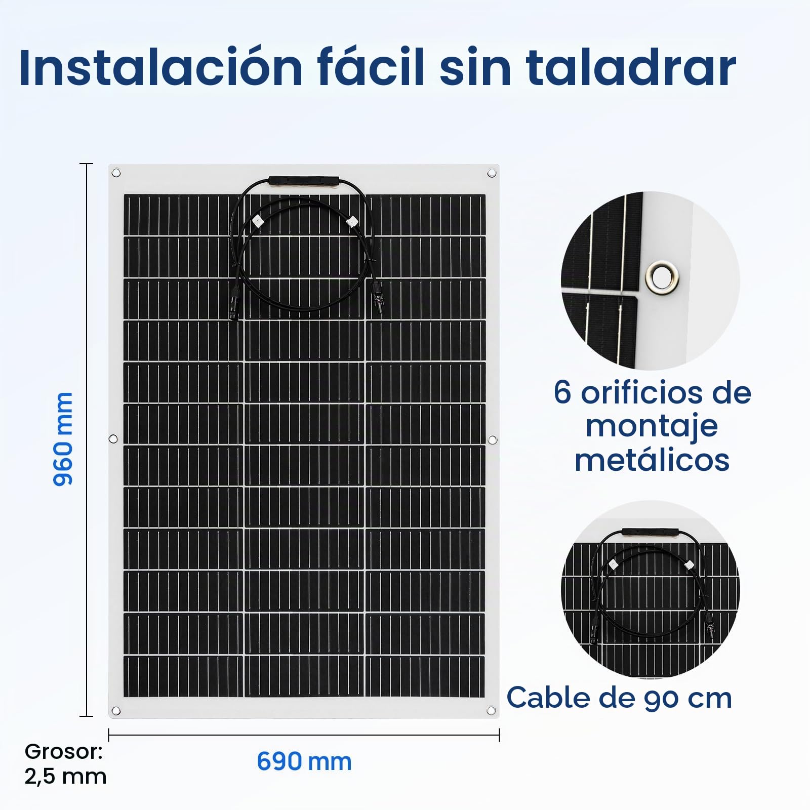 ECO-WORTHY Panel solar flexible de 260 W, 12 V, impermeable, módulo fotovoltaico para autocaravana, barco, caravana, techo, cabina y superficies no planas