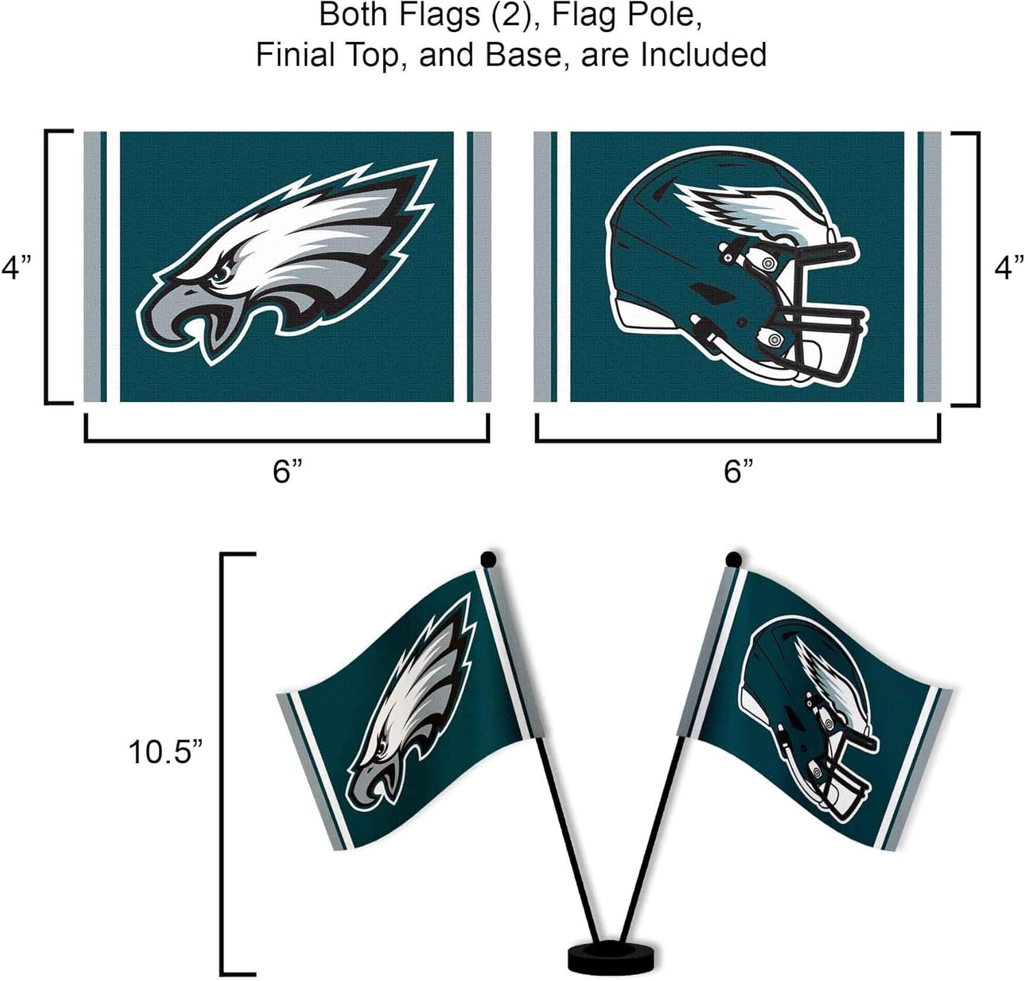 WinCraft Philadelphia Eagles Desk and Table Top Flags - Image 3