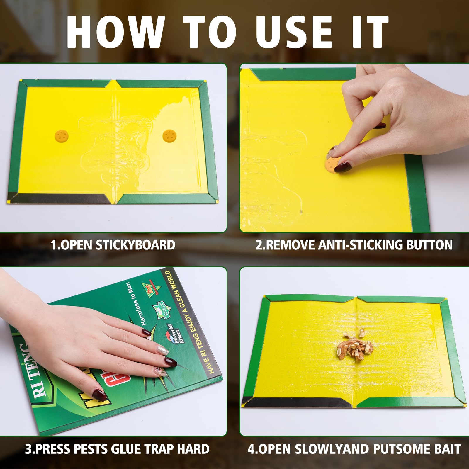 10 Pezzi Trappola Scarafaggi Appiccicosa - 31.5 CM x 21 CM Forte Adesività, Molteplici Metodi di Piegatura, Continuo ed Efficace, Facile da Usare, Adatto per Uso Interno ed Esterno