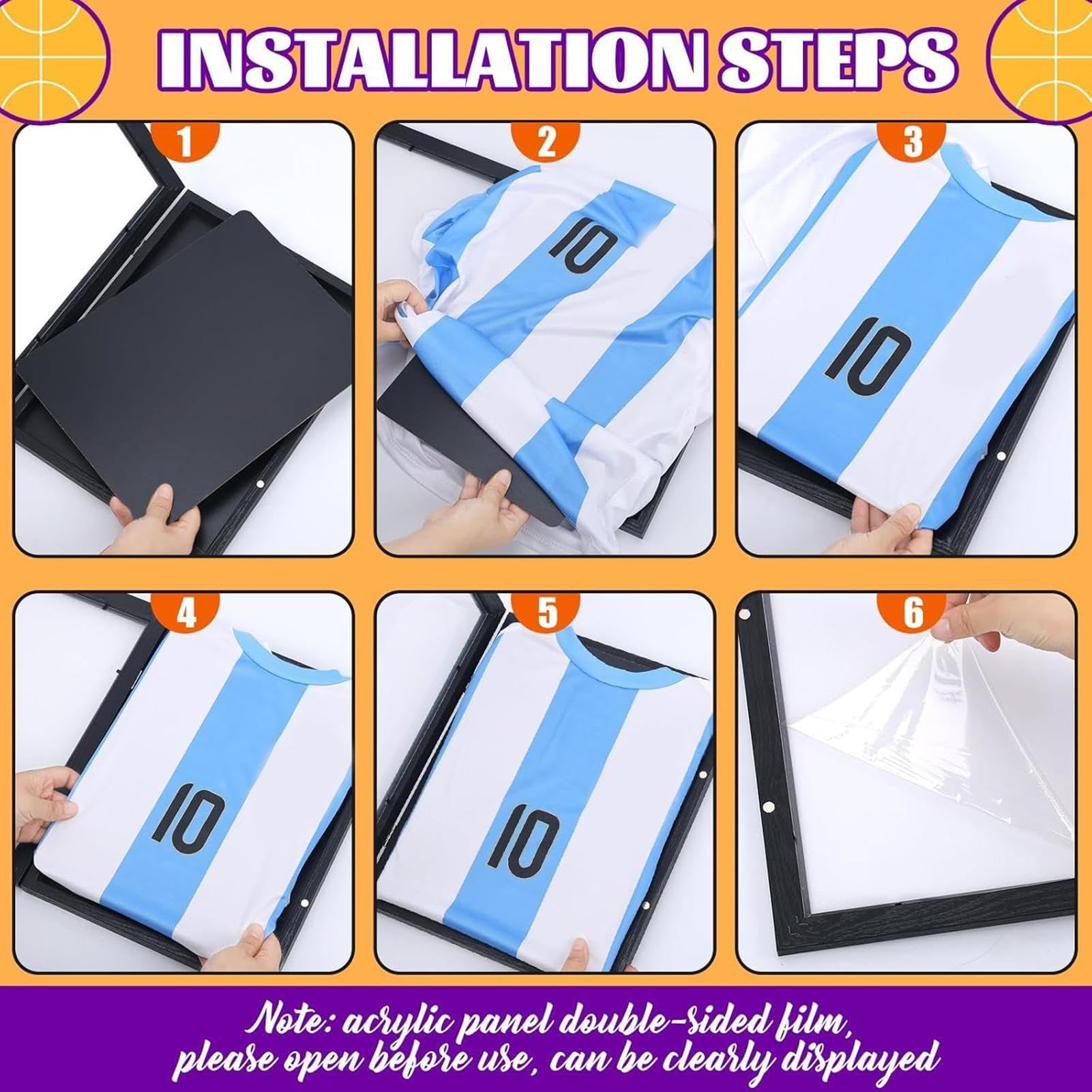 Cornice Espositiva Per Magliette Sportive, Cornici Per Magliette Sportive Da Parete, Trasparente Vetrina Per Casa Studio Soggiorno Uniformi Scrivania Mensola Uomini Bambini Basket Calcio Baseball - 5