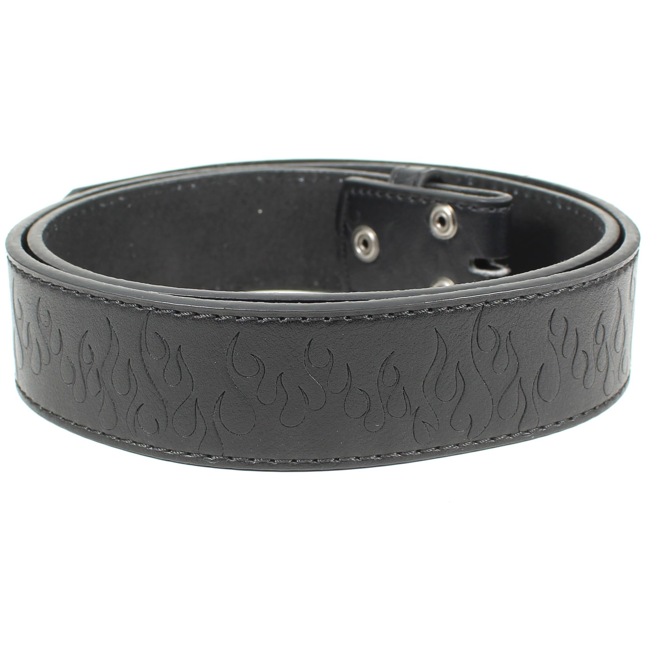 Barbed Flames Embossed Leather Belt Strap Without Buckle 1.5