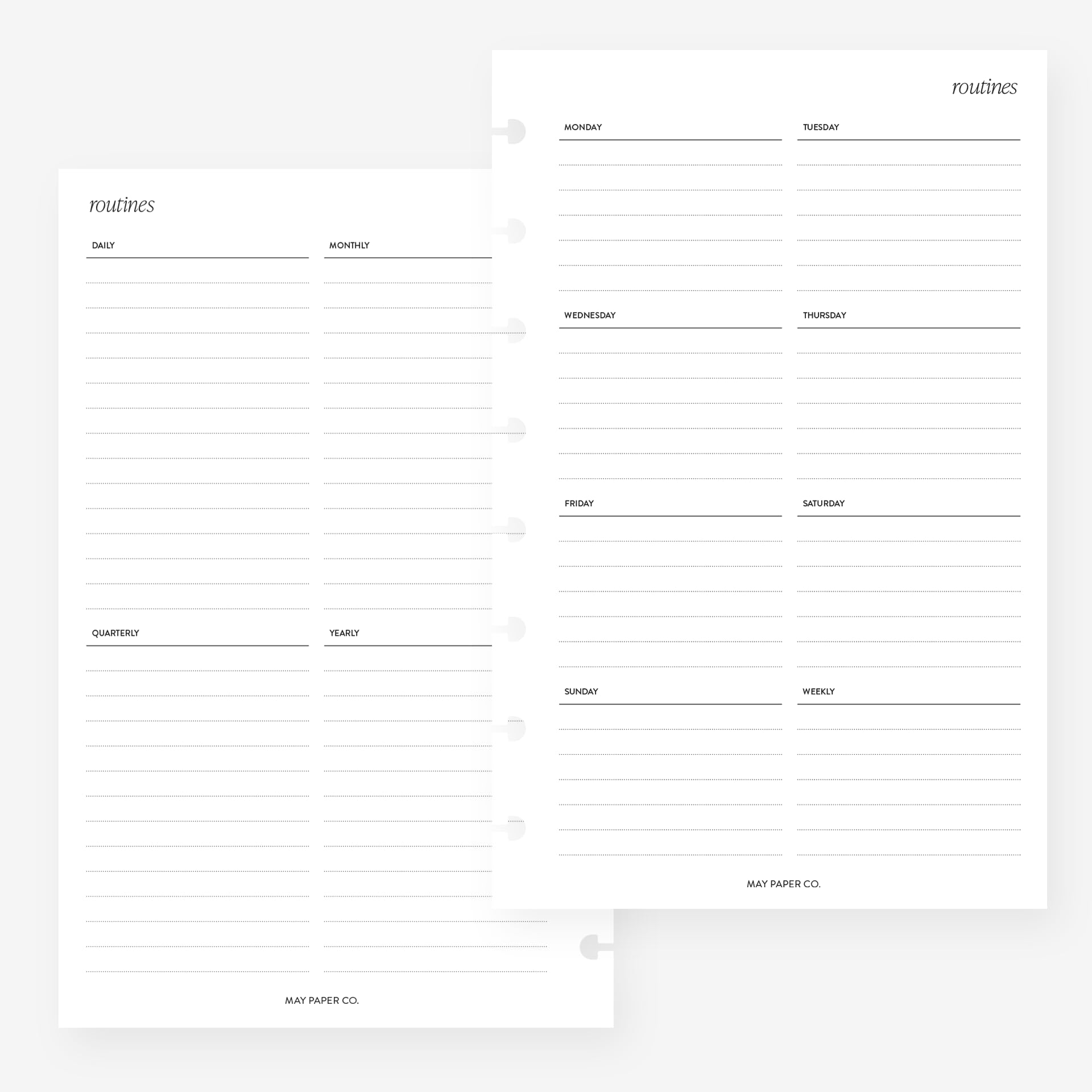 Half Letter Ideal Routines Planner Insert 8-Disc Agenda Refill for Levenger Circa Junior, Arc by Staples, TUL Junior 5.5 x 8.5 in