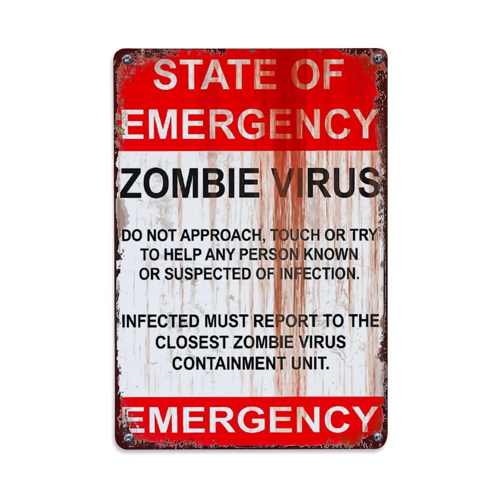 Nestemfo Vintage State Of Emergency Zombie Virus Tin Sign Metal Sign, Living Room,Bar, Home, Bedroom Wall Decor,Retro Metal Poster 8X12 Inches
