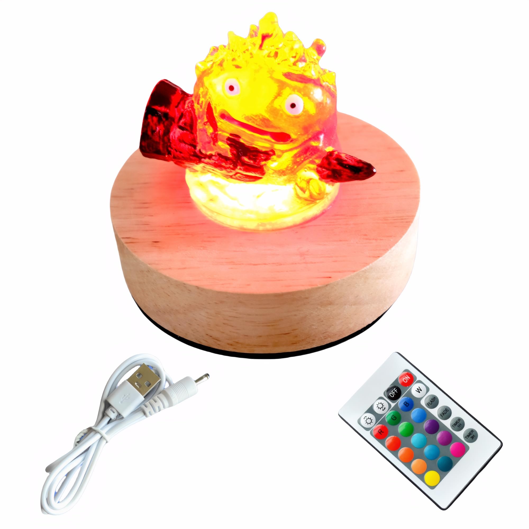 Calcifer Night Light with Remote Control - Multi-Color Adjustable LED Lamp Statue Inspired by Howl's Moving Castle