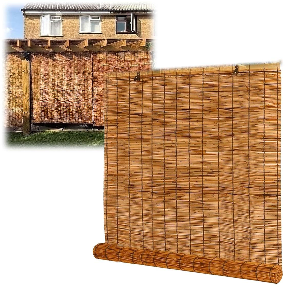 Roller Blinds 100cm 110cm 120cm 130cm 140cm 150cm Width Bamboo Blinds Suitable For Home Office Decoration Suitable For Terrace Sunshades Bamboo Roman Shades(110x290cm)