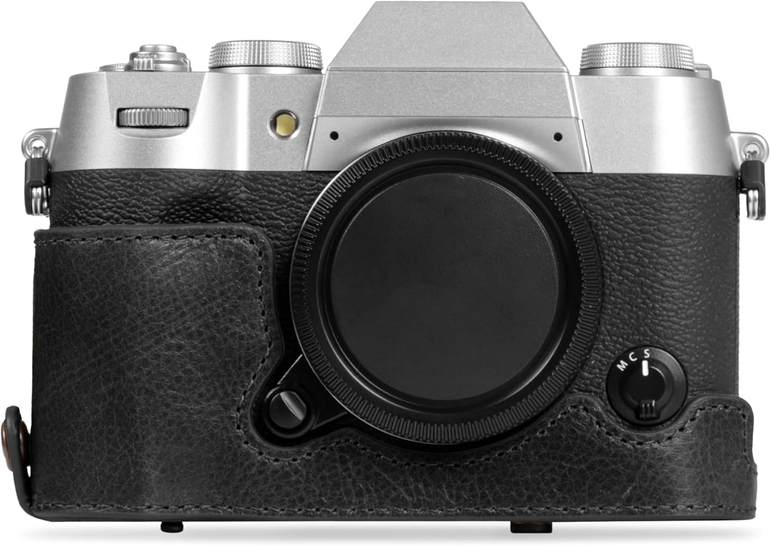 MegaGear Genuine Leather Camera Case for Fujifilm X-T50 (16-50mm & 18-55mm)- Stylish and Protective - Black