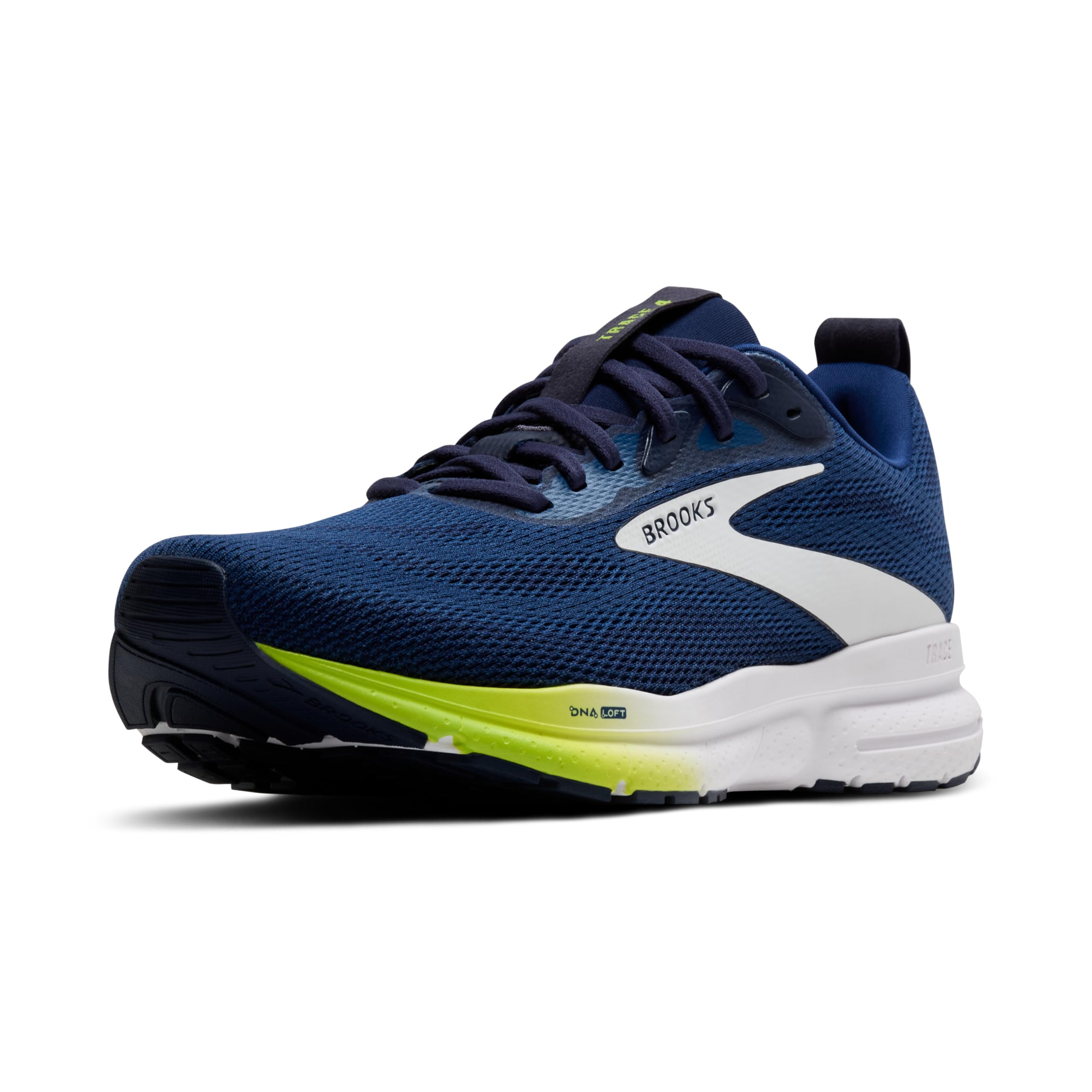 BROOKS Mens Trace 4 Sneaker, Navy Peacoat Acid Lime, 10.5 UK