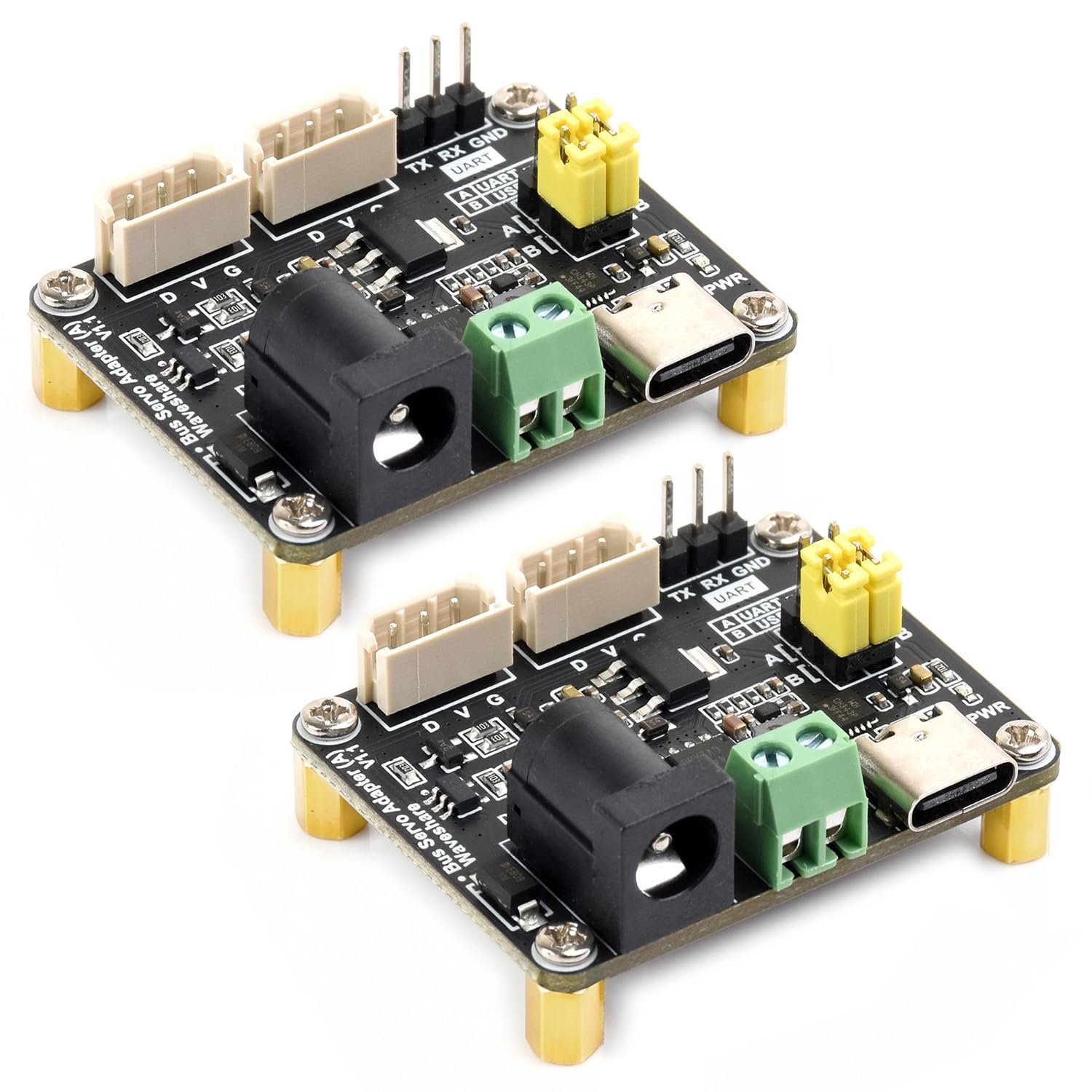 Waveshare 2PCS Serial Bus Servo Driver Board, Integrates Servo Power Supply & Control Circuit, Applicable for St/SC Series Serial Bus Servos, Small Size, Easy to Integrate