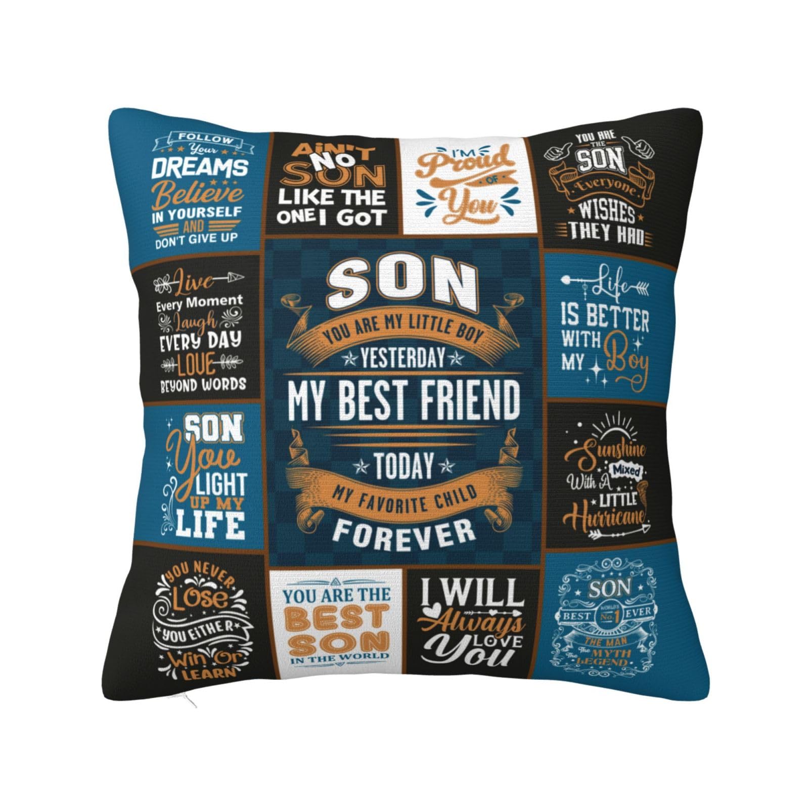 Fathers Day Son Gifts from Mom Pillow Covers 18" X 18", Gifts for Son Father’s Day, Son Birthday Gifts, Gifts for Adult Son, Best Son Ever Gifts, Grown Son Gift from Dad