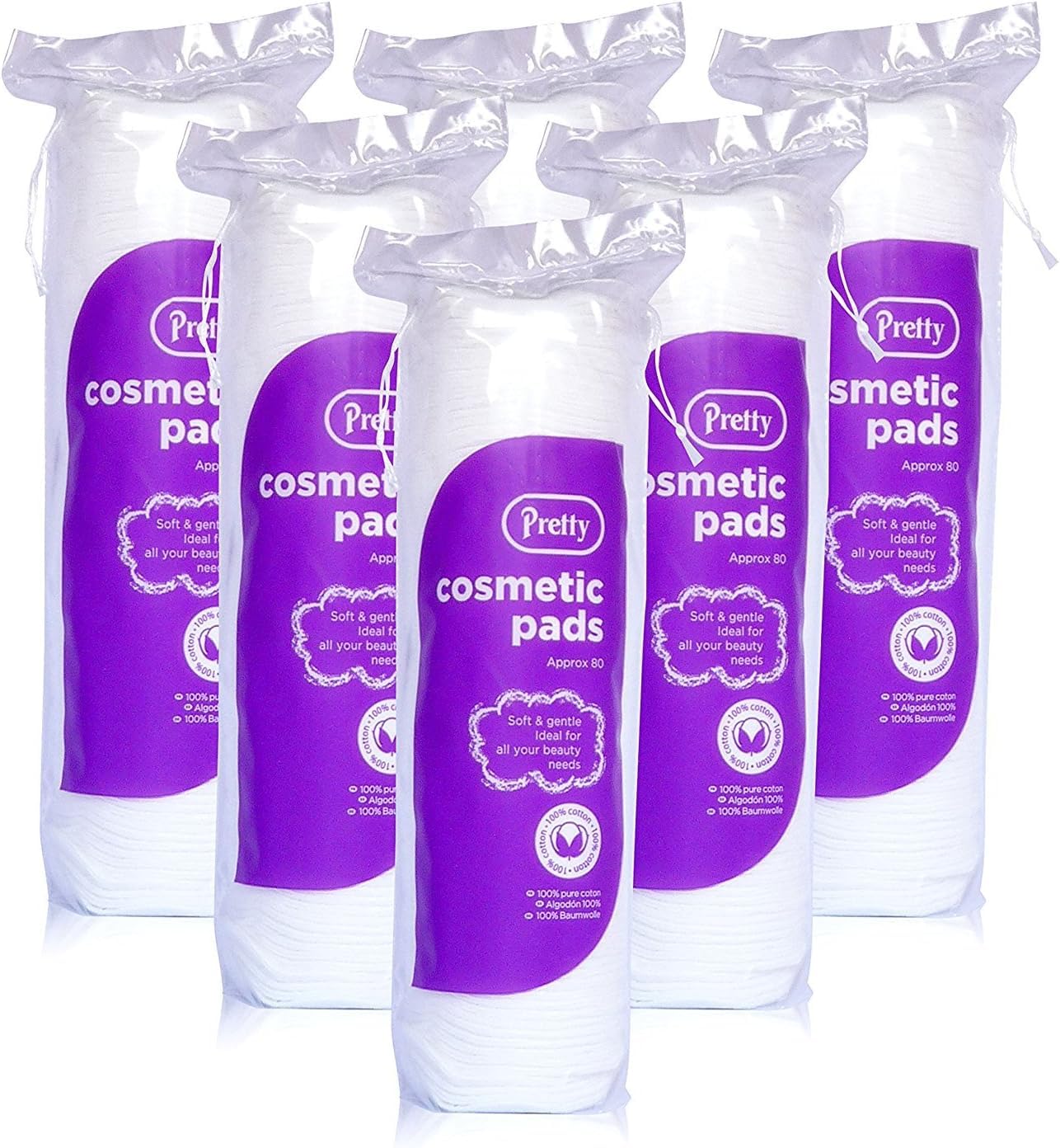 Edlife | Pretty Pure Cotton Wool Pads - Cotton Pads for Makeup Cleansing Nail Varnish, Polish Remover and Baby Pads. 480 Pcs (Pack of 6)