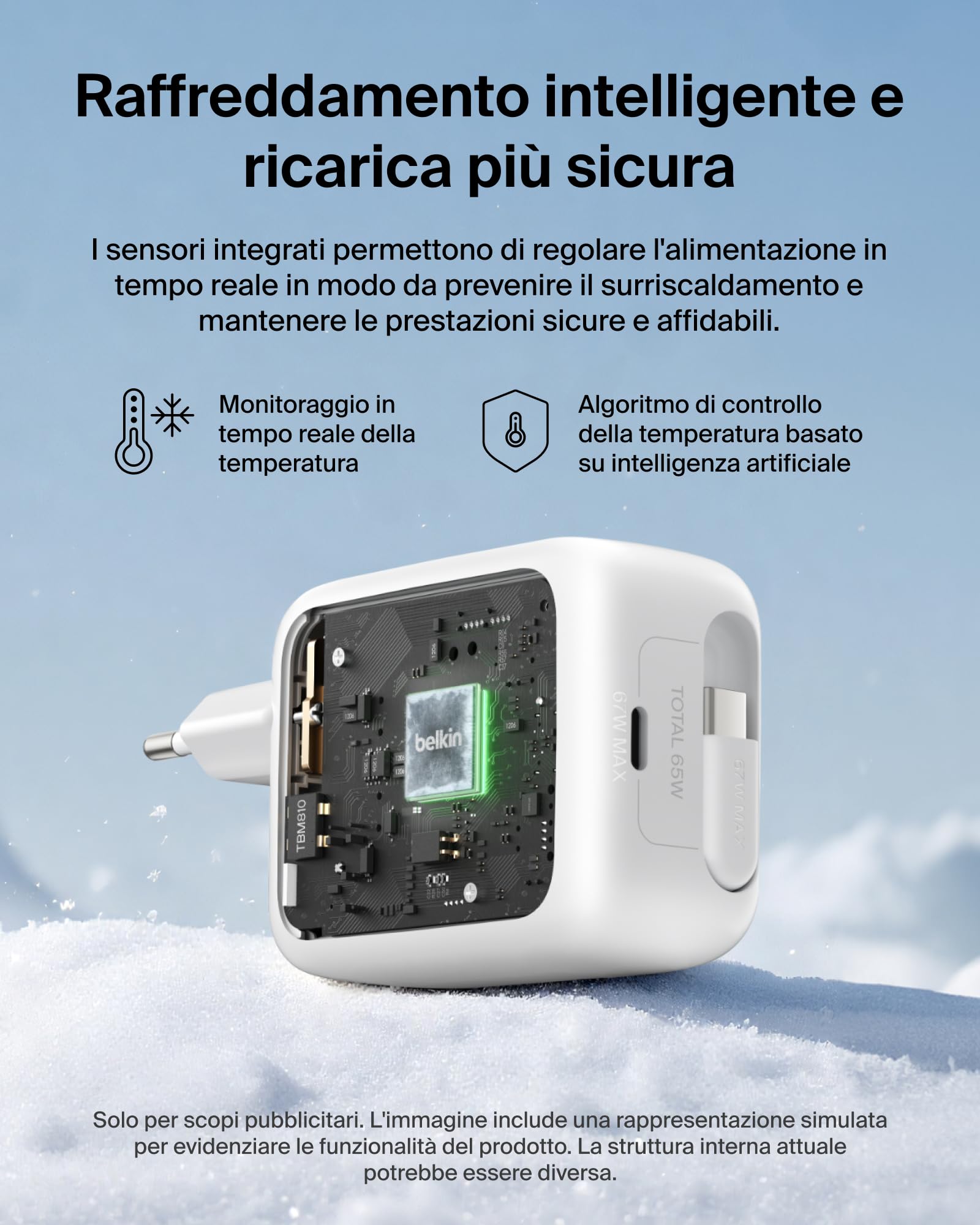 Belkin Caricabatterie USBC GaN 67W con Cavo USB-C Retrattile 1m e Porta USB C, Caricatore per iPhone, Ricarica Rapida per iPhone 17, 16 Series, Galaxy S26 Series, AirPods, Tablet, MacBook e Chromebook