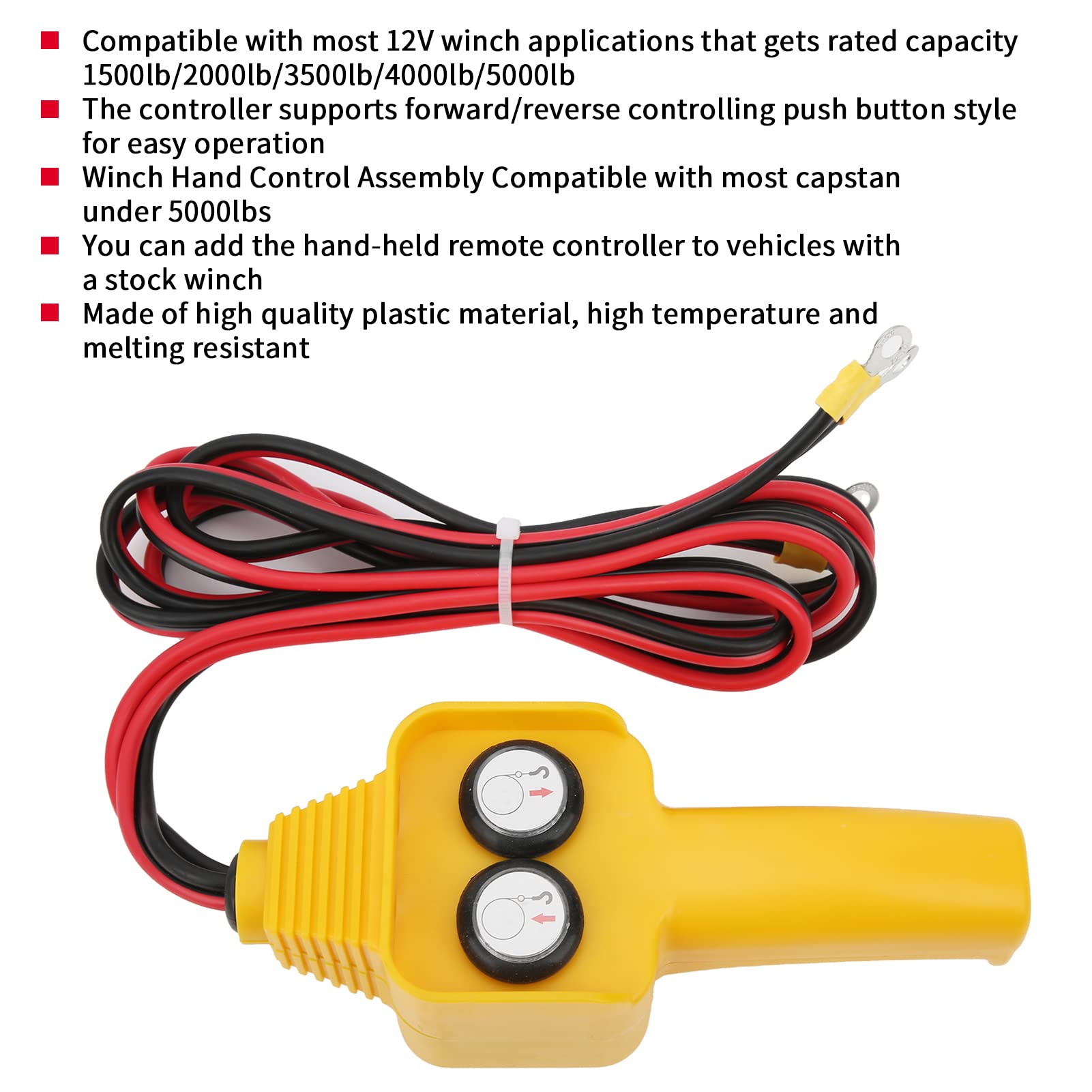 Fydun Controller cablato per verricello Assemblaggio pulsantiera Stile Pulsante 12V per Capstan 1500lbS 5000lbs, Giallo