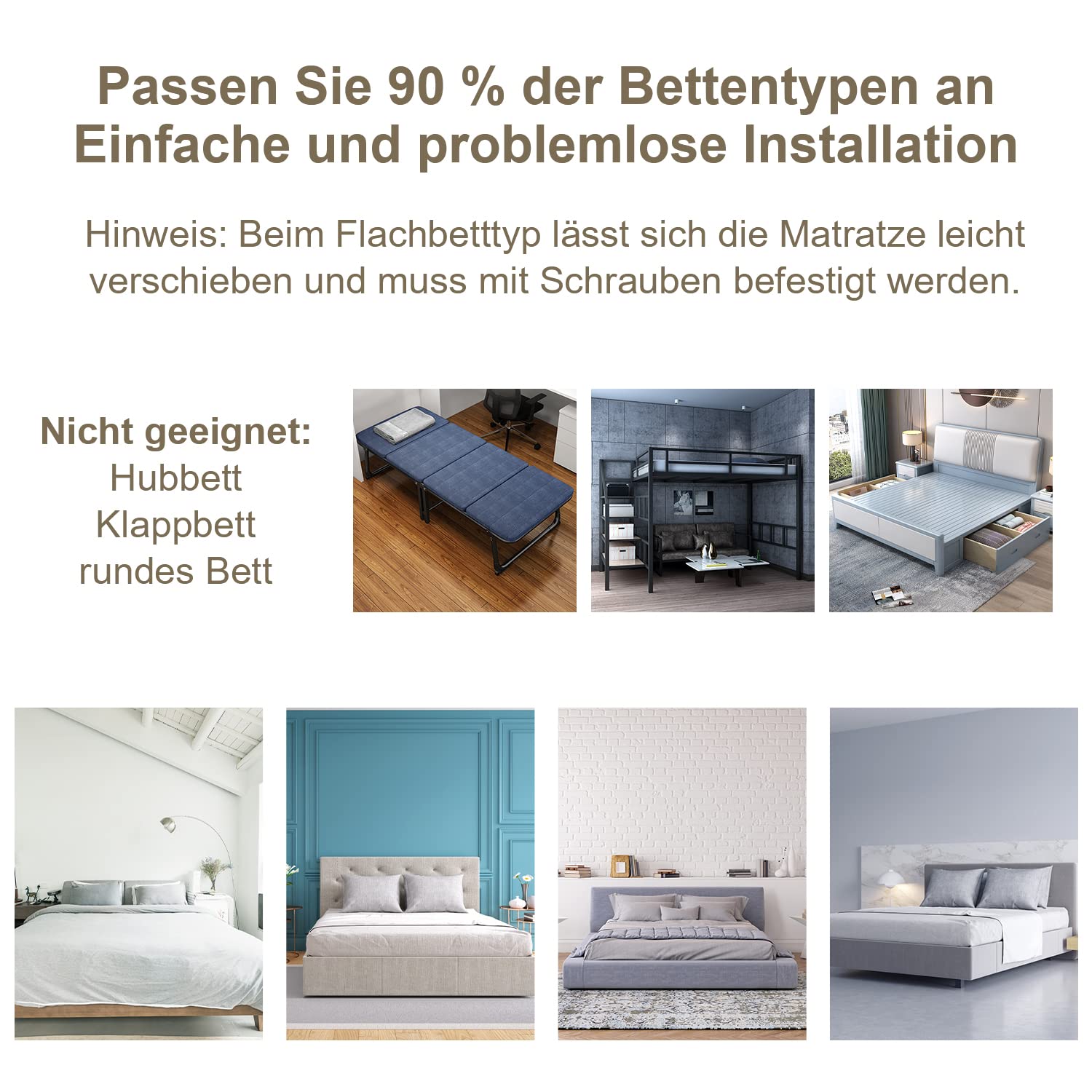 Griglia di protezione per letto per bambini, regolabile in altezza, 60-96 cm, 180 x 80 cm, per lettini, colore: grigio